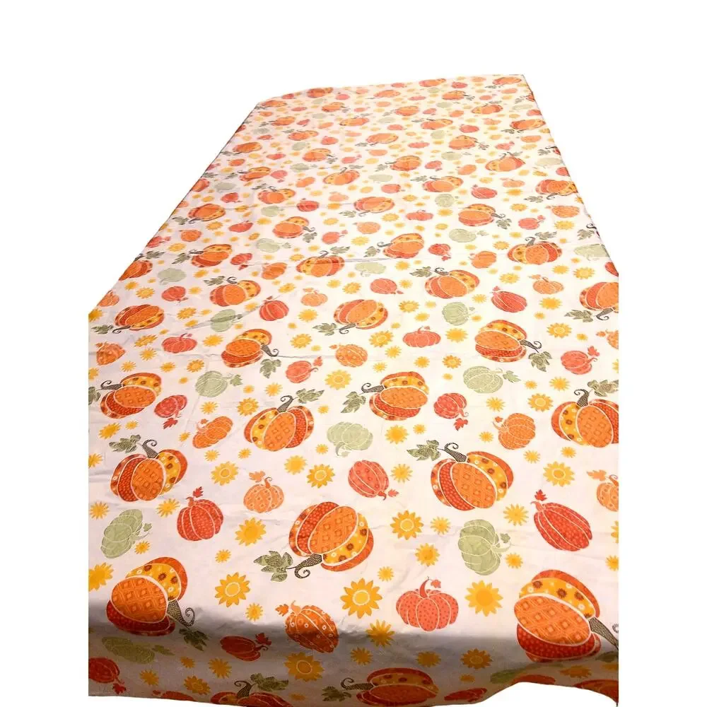 Halloween Pumpkin Fall Harvest Tablecloth Fabric Crafts Flannel Backed READ